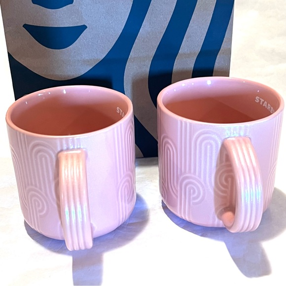 Starbucks Pastel Pink Ceramic Curved Mug Set 14oz - Picture 7 of 10